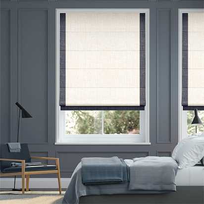 Accents Navy Roman Blind - 120cm width x 130cm drop (exact) Thermal Blackout Lining - RH control