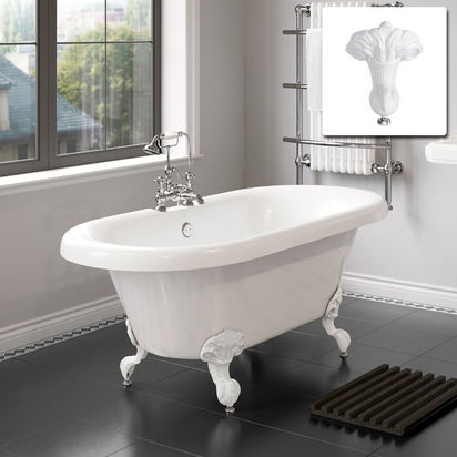  1800mm Cambridge Traditional Roll Top Bath - White Ball Feet