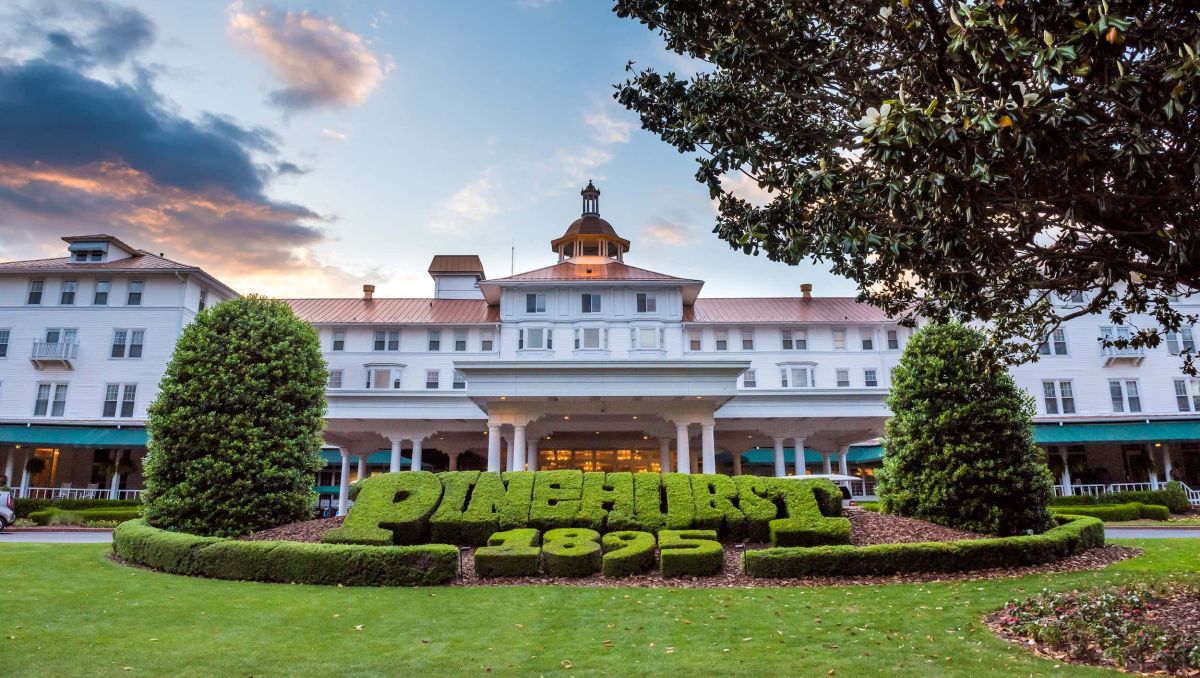 Exterior view of front of Carolina Hotel with 