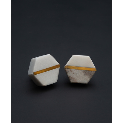 RAPHAEL HEXAGONAL MARBLE KNOB - White marble