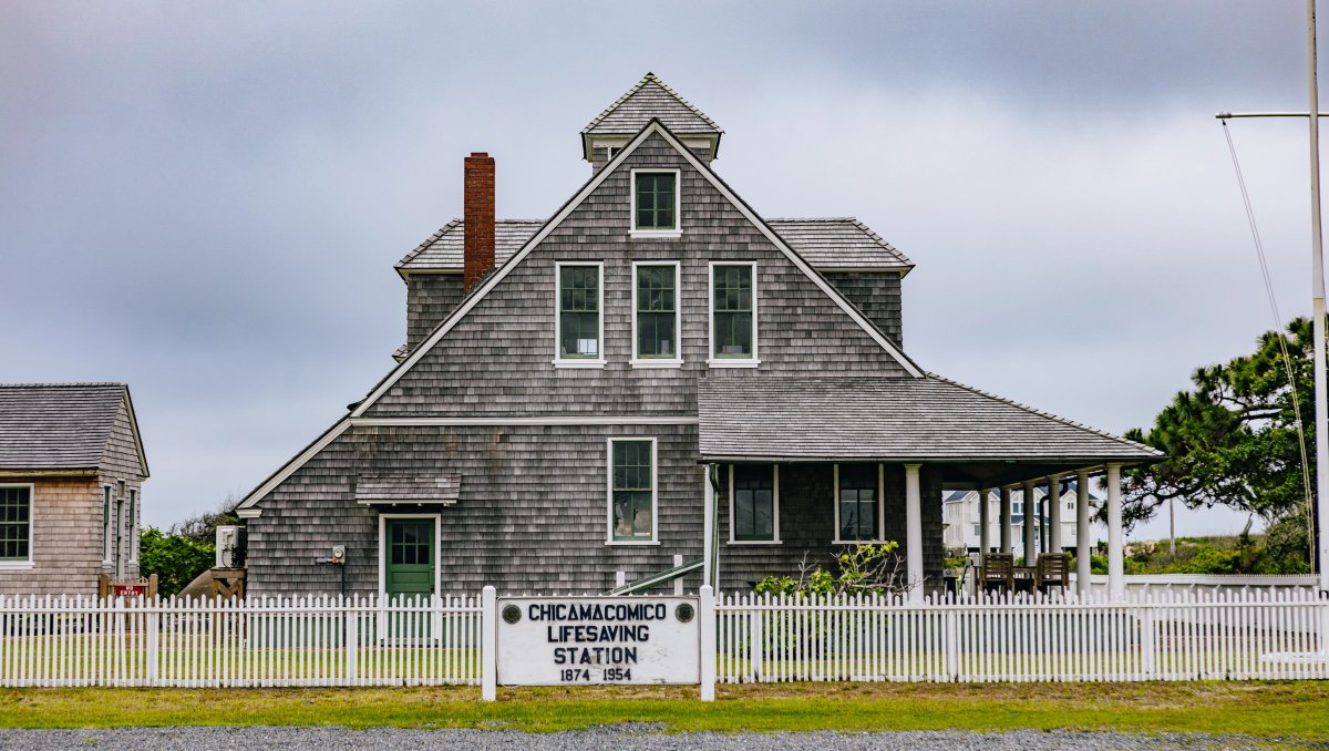 Exterior of The Chicamacomico Life-Saving Station, a former station of the US Life-Saving Service and US Coast Guard