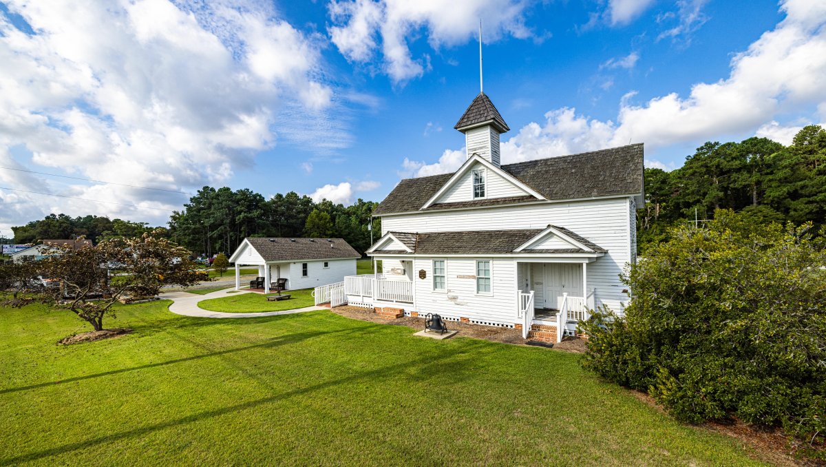 Exterior of white school part of African American Experience of Northeast NC