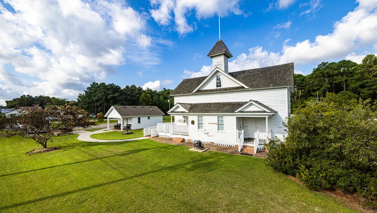 Exterior of white school part of African American Experience of Northeast NC