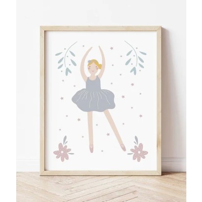 Ballerina 4 Print in Oak Frame - A3