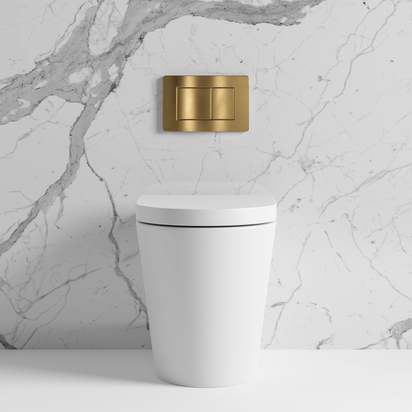 Lusso senza back to wall rimless matte toilet inc cistern and brushed gold flush plate p1629 9887 zoom