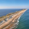 Aerial of Highway 12 on the Outer Banks surrounded by sound and water