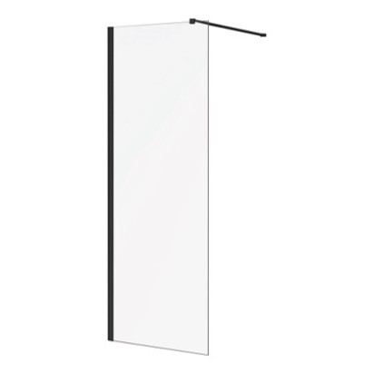 Arezzo W700 x H1950 Matt Black Profile 8mm Wetroom Screen inc. Support Arm