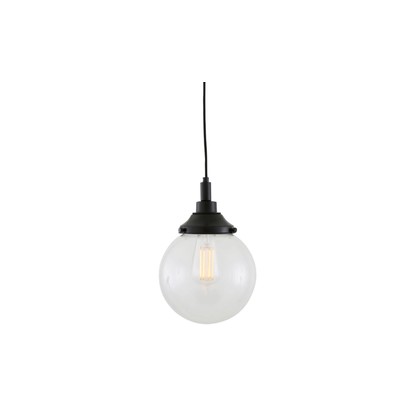 LAGUNA CLEAR GLOBE PENDANT LIGHT 20CM IP44 - matt black - 100cm cable