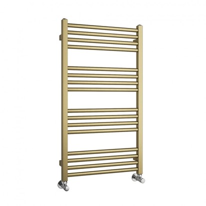 HARBOUR STATUS FLAT HEATED TOWEL RAIL - PAINTED BRUSHED BRASS - 900 X 500MM